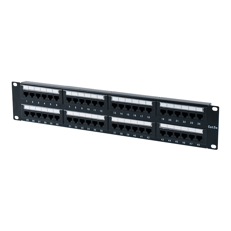 Panel Tampalan 48 Port 2U Tidak Terlindung Cat5e 19-inci (IDD dwiguna; dengan sisipan kadbod plastik) SP-3204D48-C5E