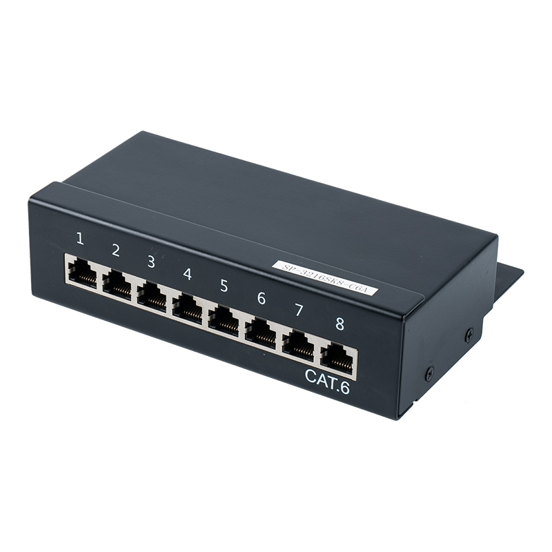 Kategori 6 Panel tampalan 8 port terlindung 1U SP-3216SK8-C6