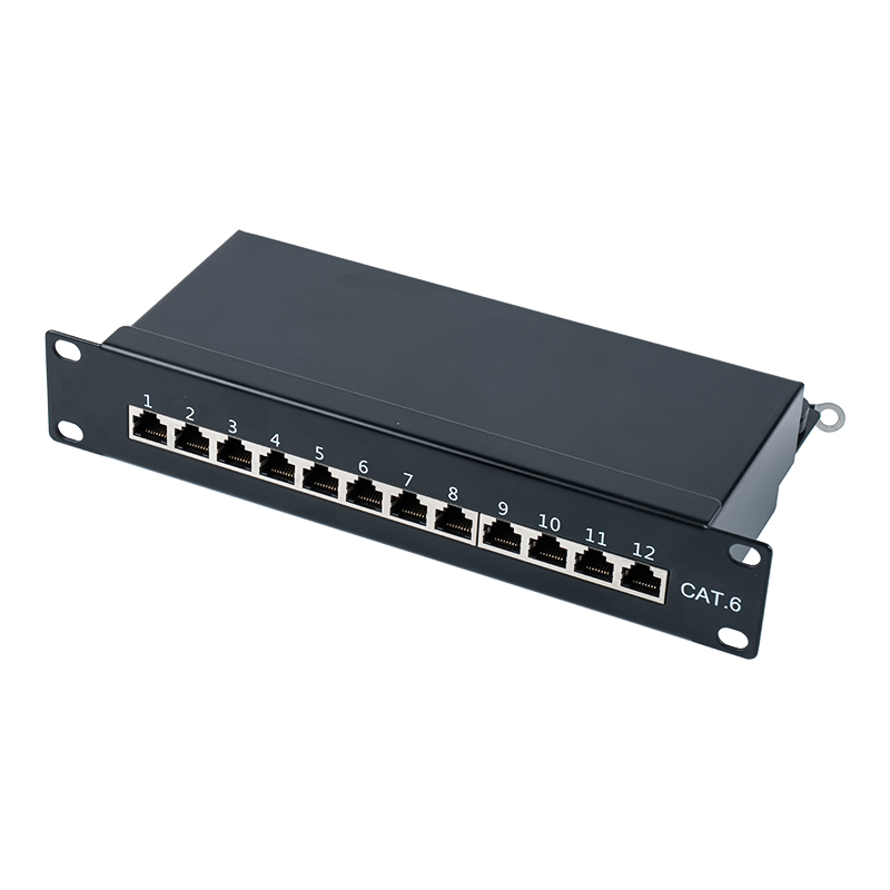 Kategori 6 Panel tampalan 12 port 1U terlindung 10 inci SP-3250SK12-C6