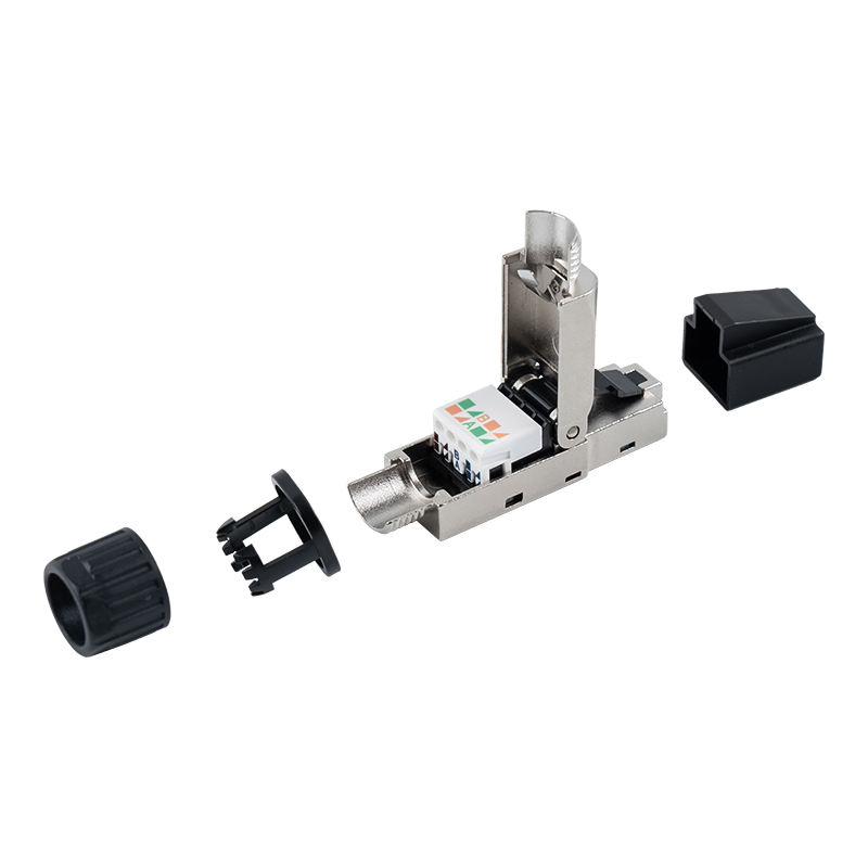 Penyambung RJ45 Tanpa Alat Berlindung Cat7 (dengan penutup plastik di kepala dan kacang plastik di ekor) RJ-G50S-2-C7 Penyambung RJ45 Tanpa Alat Berlindung Cat7 (dengan penutup plastik di kepala dan kacang plastik di ekor) RJ-G50S-2-C7