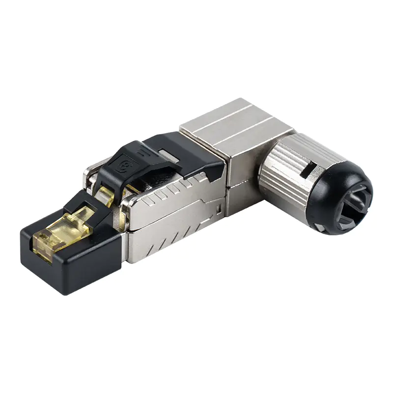 Penyambung RJ45 Tanpa Alat Berlindung Cat7 (Sudut 90 Darjah di Hujung) RJ-G90S-1-C7
