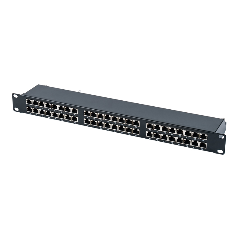 Panel tampalan 48 port terlindung Cat6e 19 inci 1U SP-3262SK48-C6A