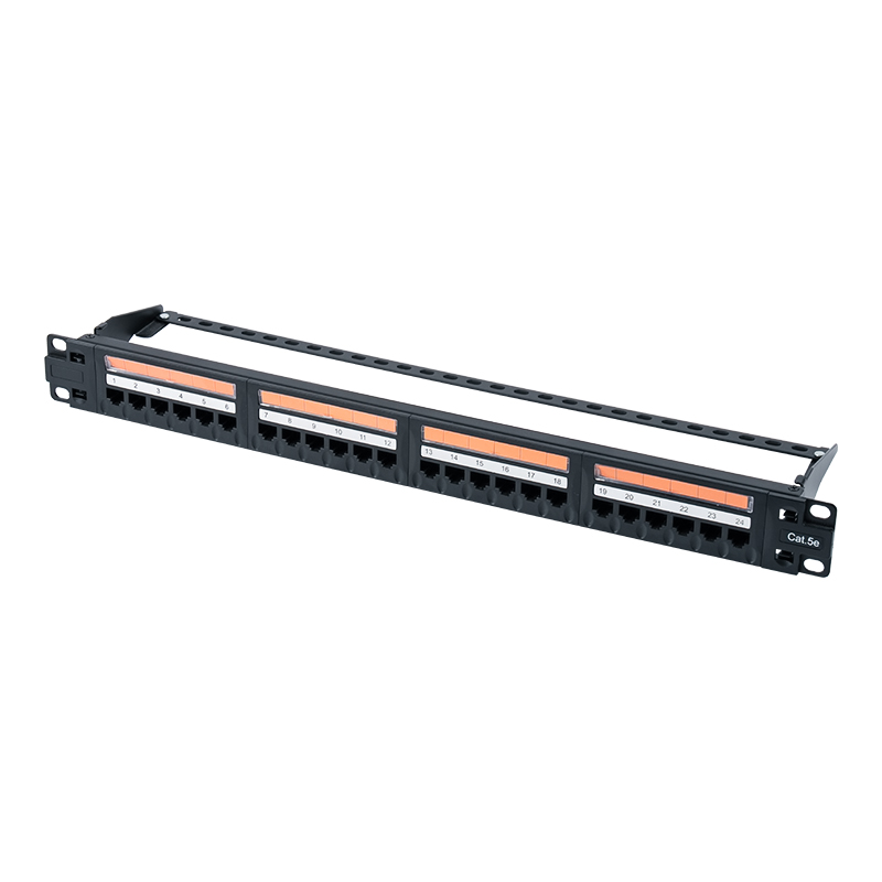 Cat5e 19-inci 1U panel tampalan 24-port tanpa pelindung (tingkap plastik flip atas) SP-3410D24-C5E